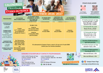 Calendrier procédure 2026-2027